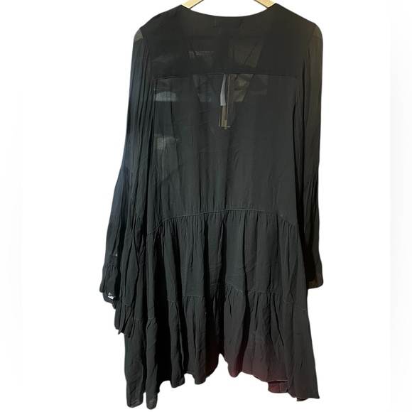 Young Fabulous & Broke Rosa Sheer Tiered Mini Dress Black Bell Sleeves Sz L NEW - Picture 4 of 6